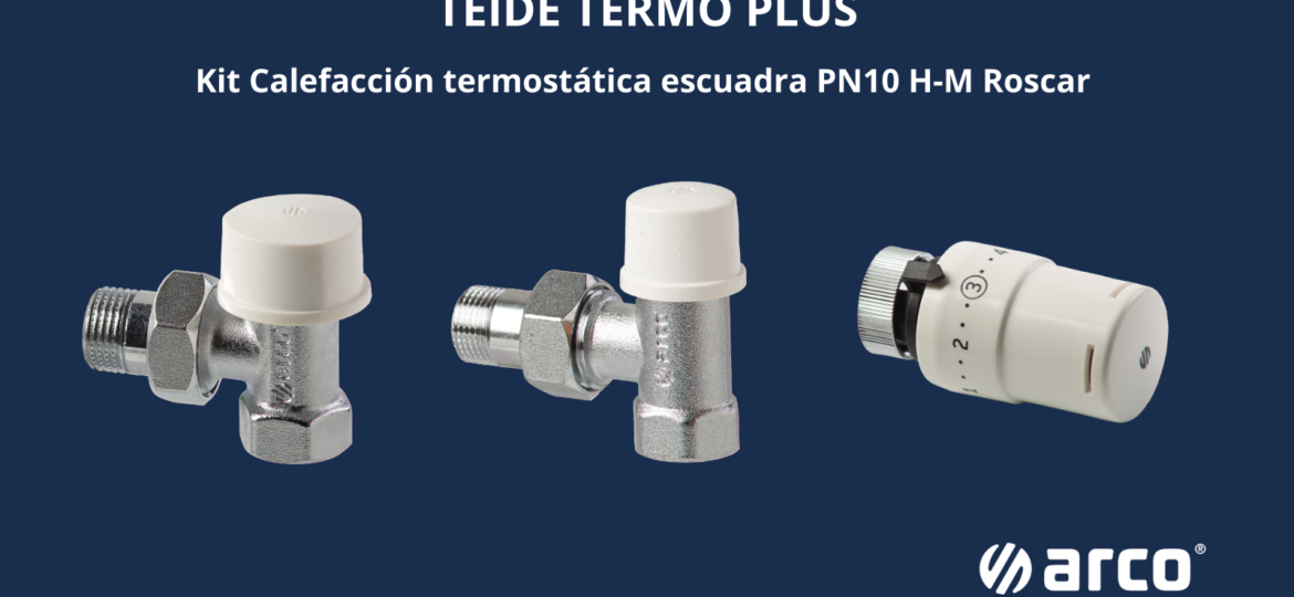 Kit Calefacción termostática escuadra PN10 H-M Roscar - Teide Termo Plus - válvulas arco