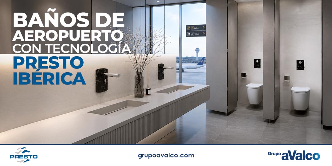 Baños de aeropuerto con tecnología PRESTO IBÉRICA